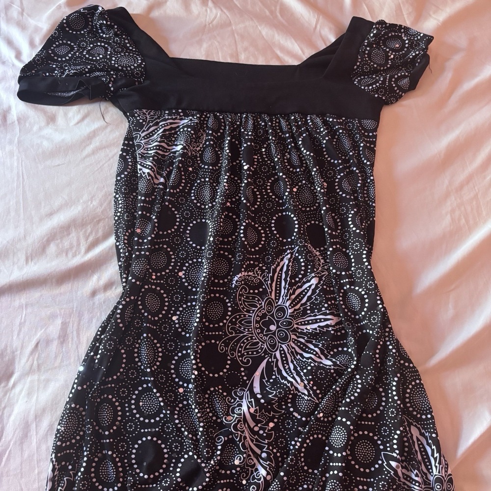 Retro Indie Sleaze Graphic Print Babydoll Tunic Top Medium Bohemian 90s/00s